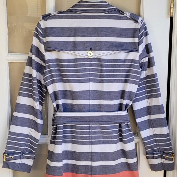 Michael Kors Stripes Double Breasted Women Trench Coat Size Medium - Picture 9 of 13